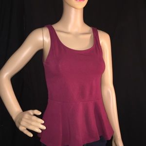 Express Peplum Tank in Red/Fuchsia